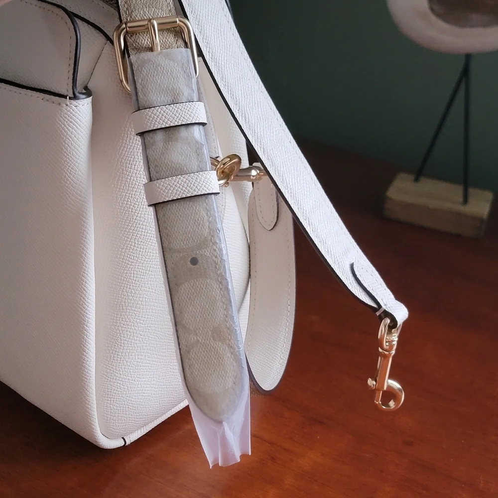 Coach CH290 Darcie Carryall White Cream Crossgrain Leather Satchel Bag